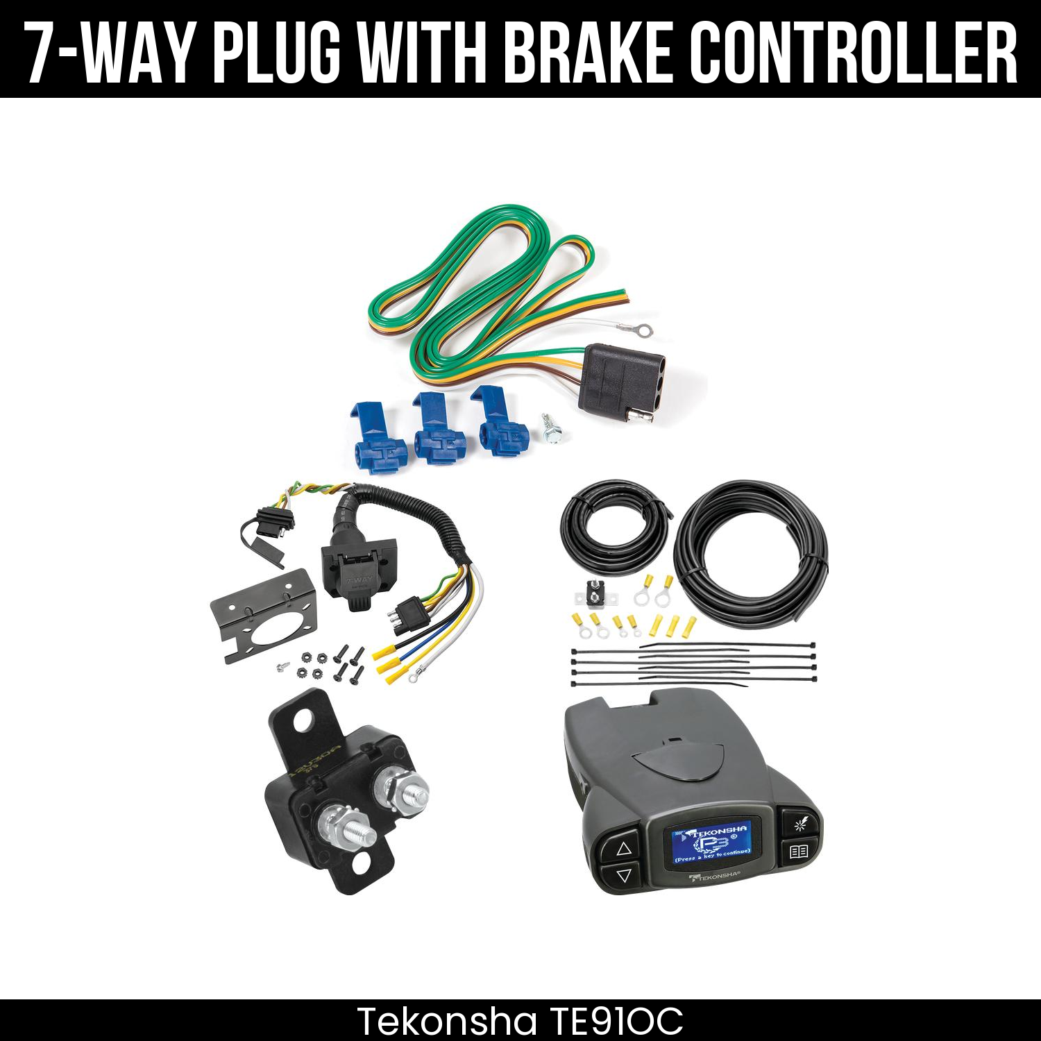 Trailer Wiring 7-Way Plug w/ Bracket , Tekonsha Prodigy P3 Brake Control