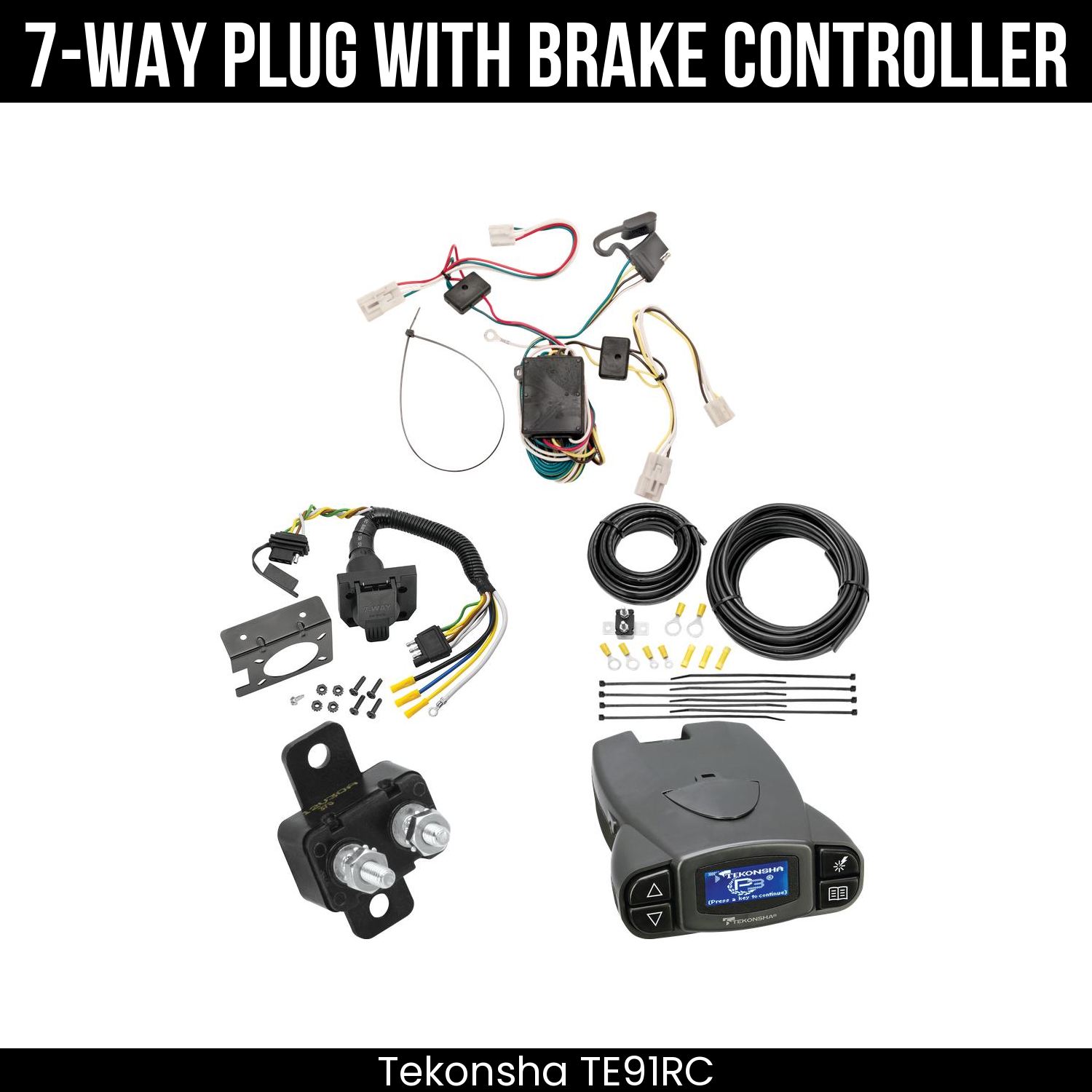 Trailer Wiring 7-Way Plug w/ Bracket , Tekonsha Prodigy P3 Brake Control