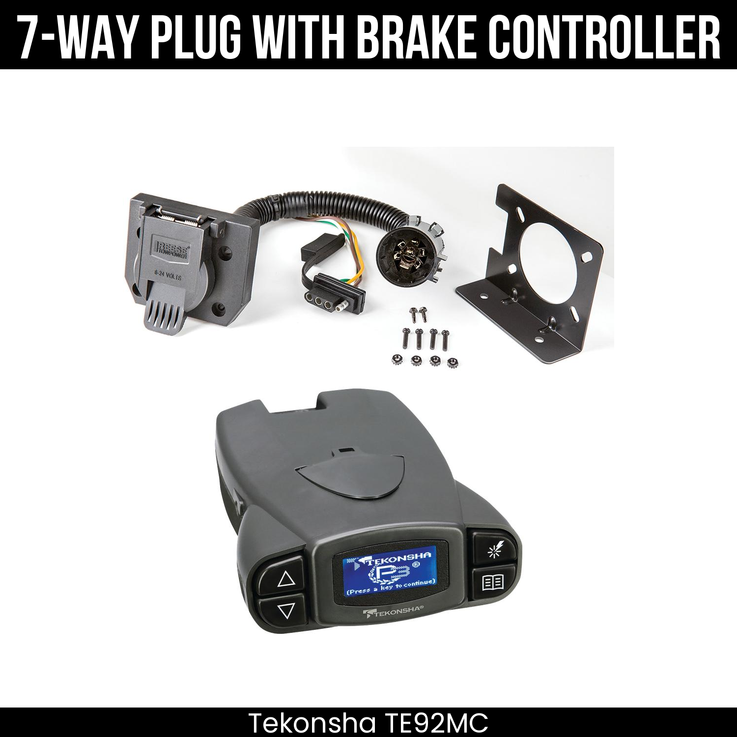 Trailer Wiring 7-Way Plug w/ Bracket , Tekonsha Prodigy P3 Brake Control