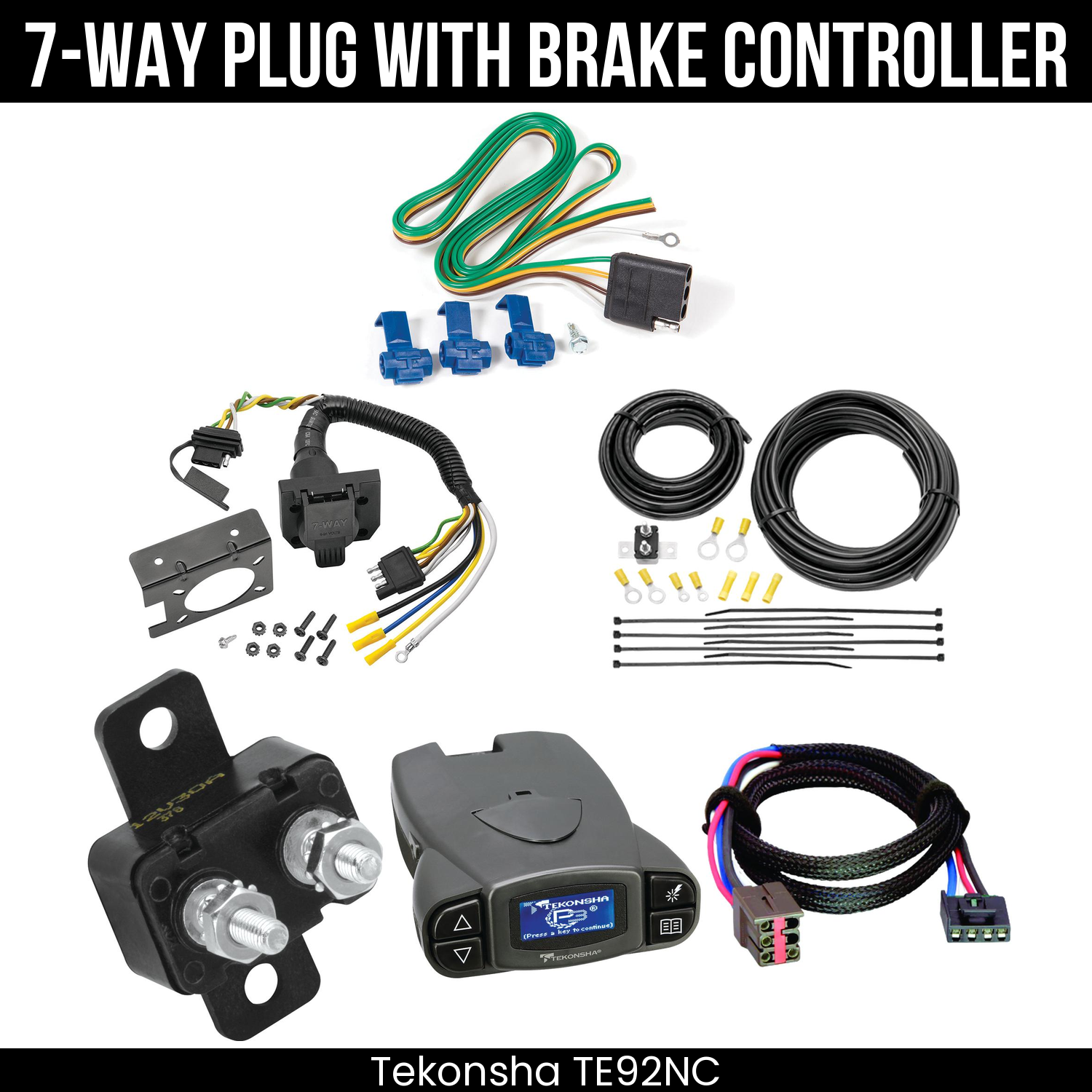 Trailer Wiring 7-Way Plug w/ Bracket , Tekonsha Prodigy P3 Brake Control