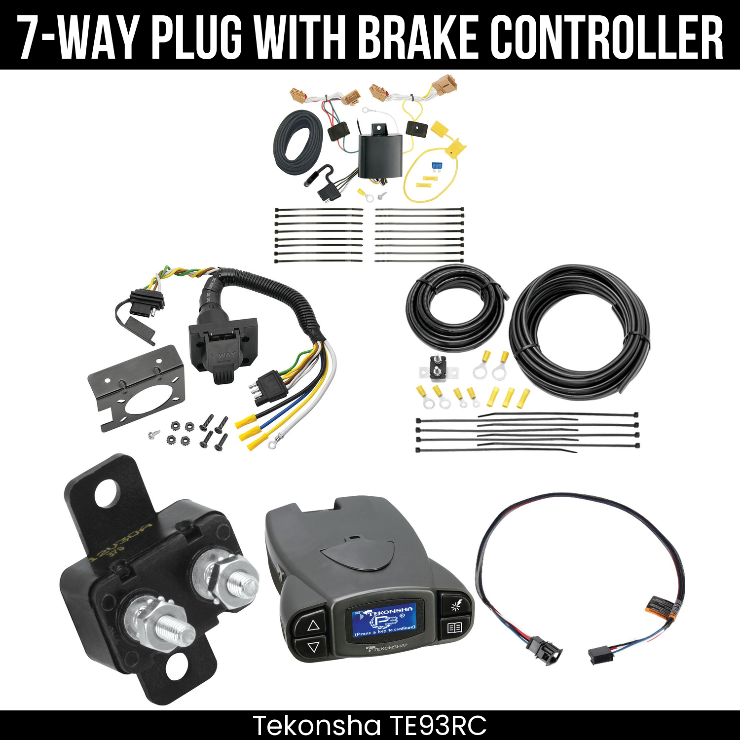 Trailer Wiring 7-Way Plug w/ Bracket , Tekonsha Prodigy P3 Brake Control