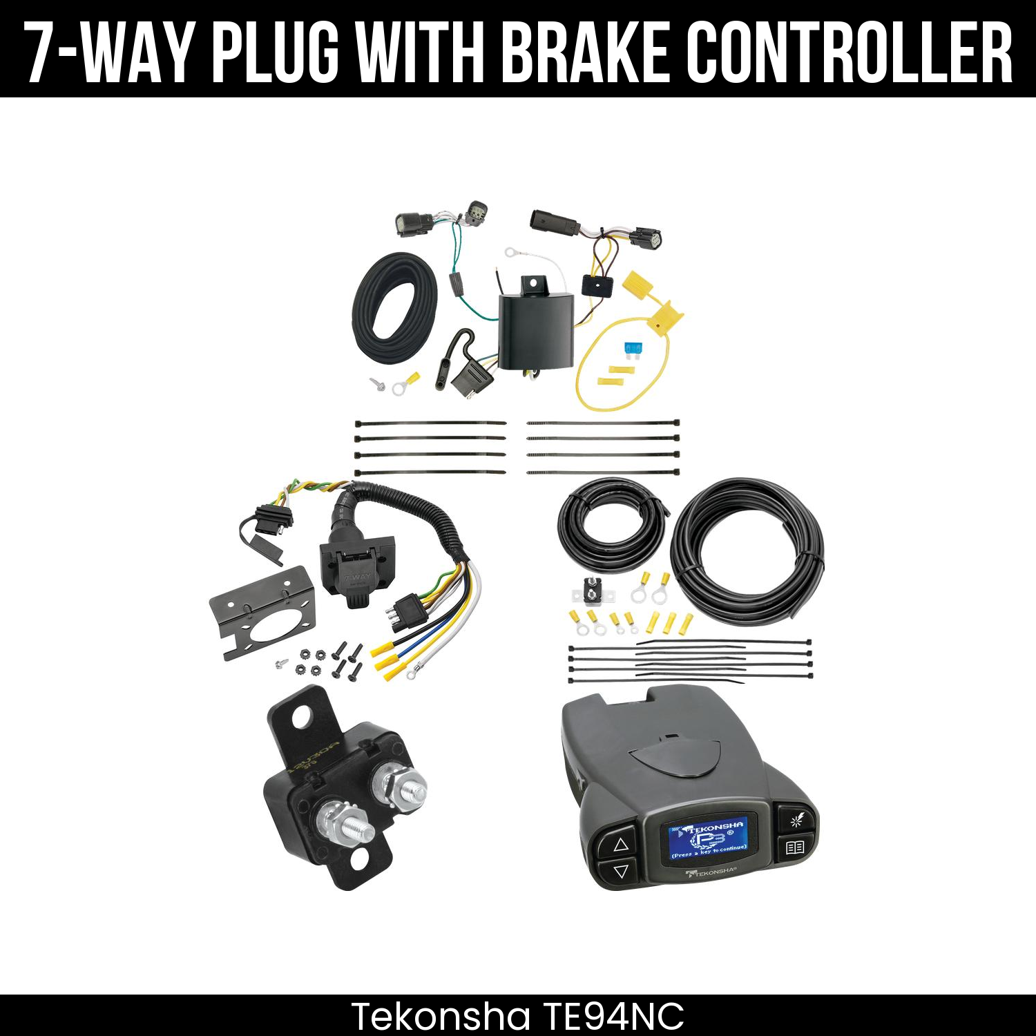 Trailer Wiring 7-Way Plug w/ Bracket , Tekonsha Prodigy P3 Brake Control