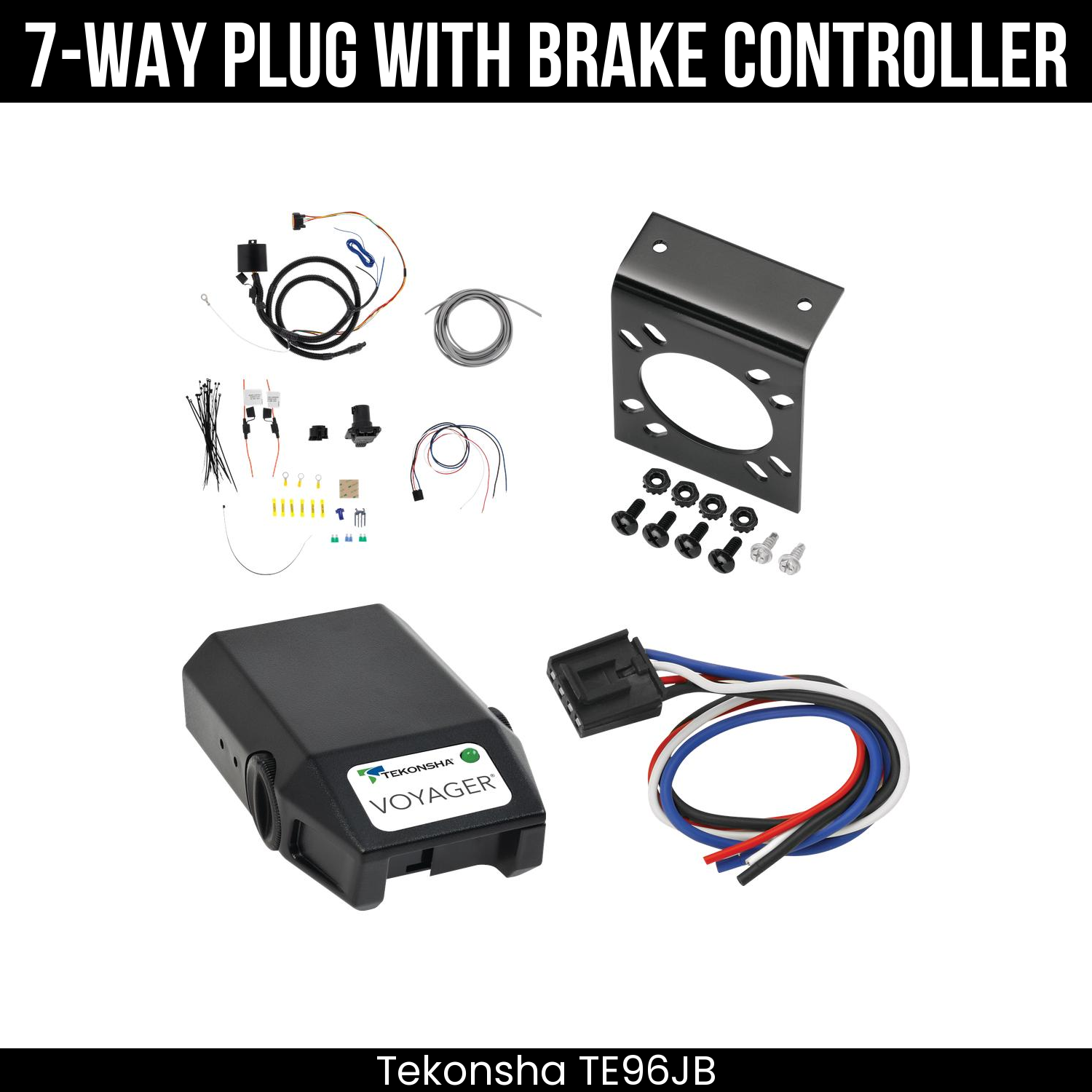 Trailer Wiring 7-Way Plug w/ Bracket , Tekonsha Voyager Brake Control