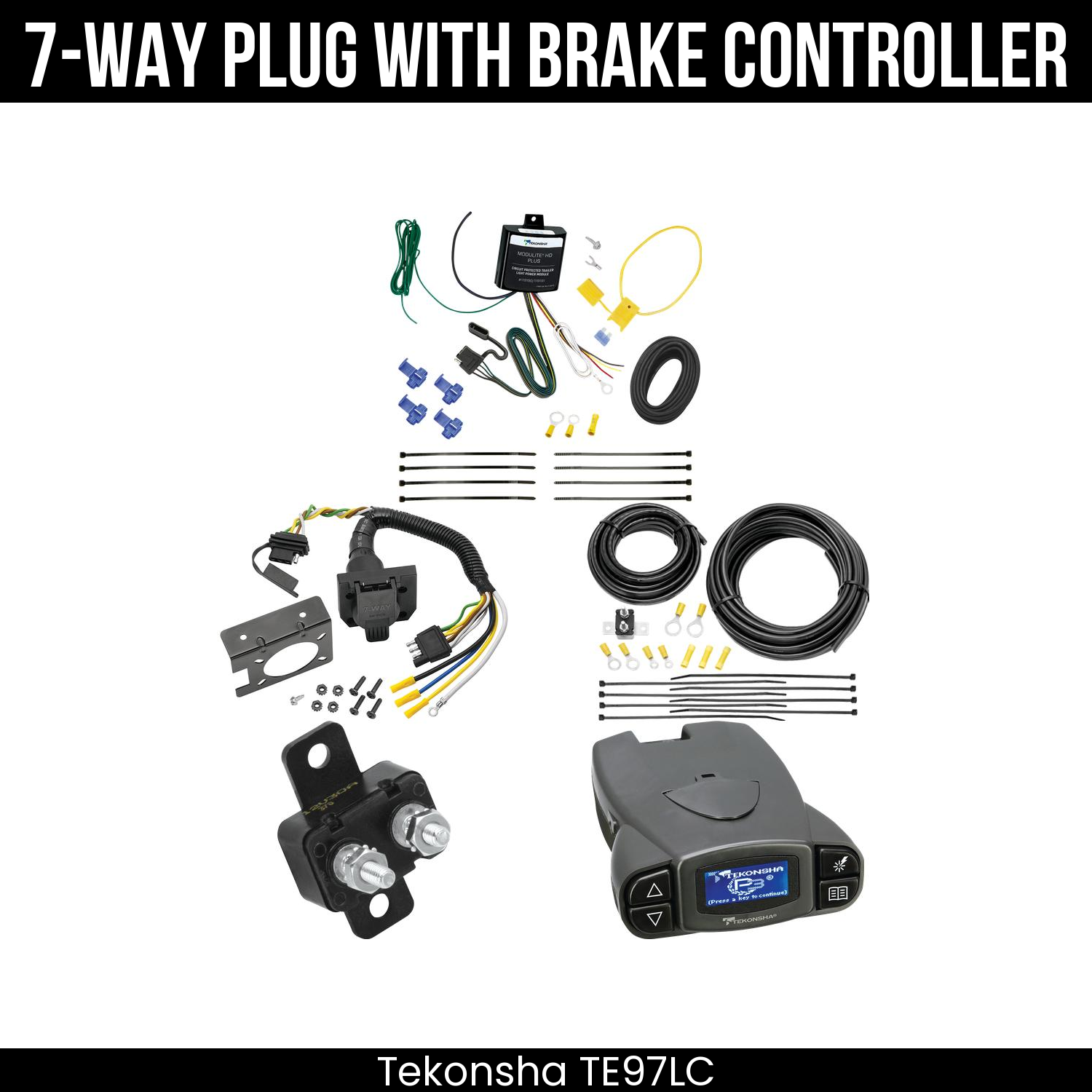 Trailer Wiring 7-Way Plug w/ Bracket , Tekonsha Prodigy P3 Brake Control