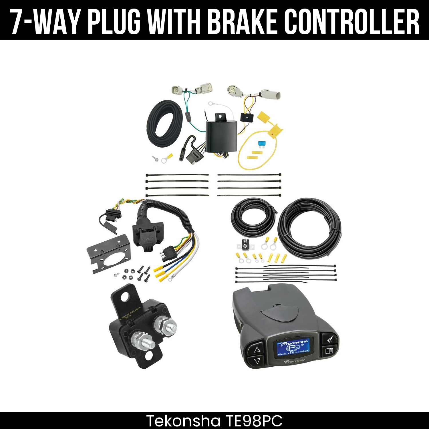 Trailer Wiring 7-Way Plug w/ Bracket , Tekonsha Prodigy P3 Brake Control