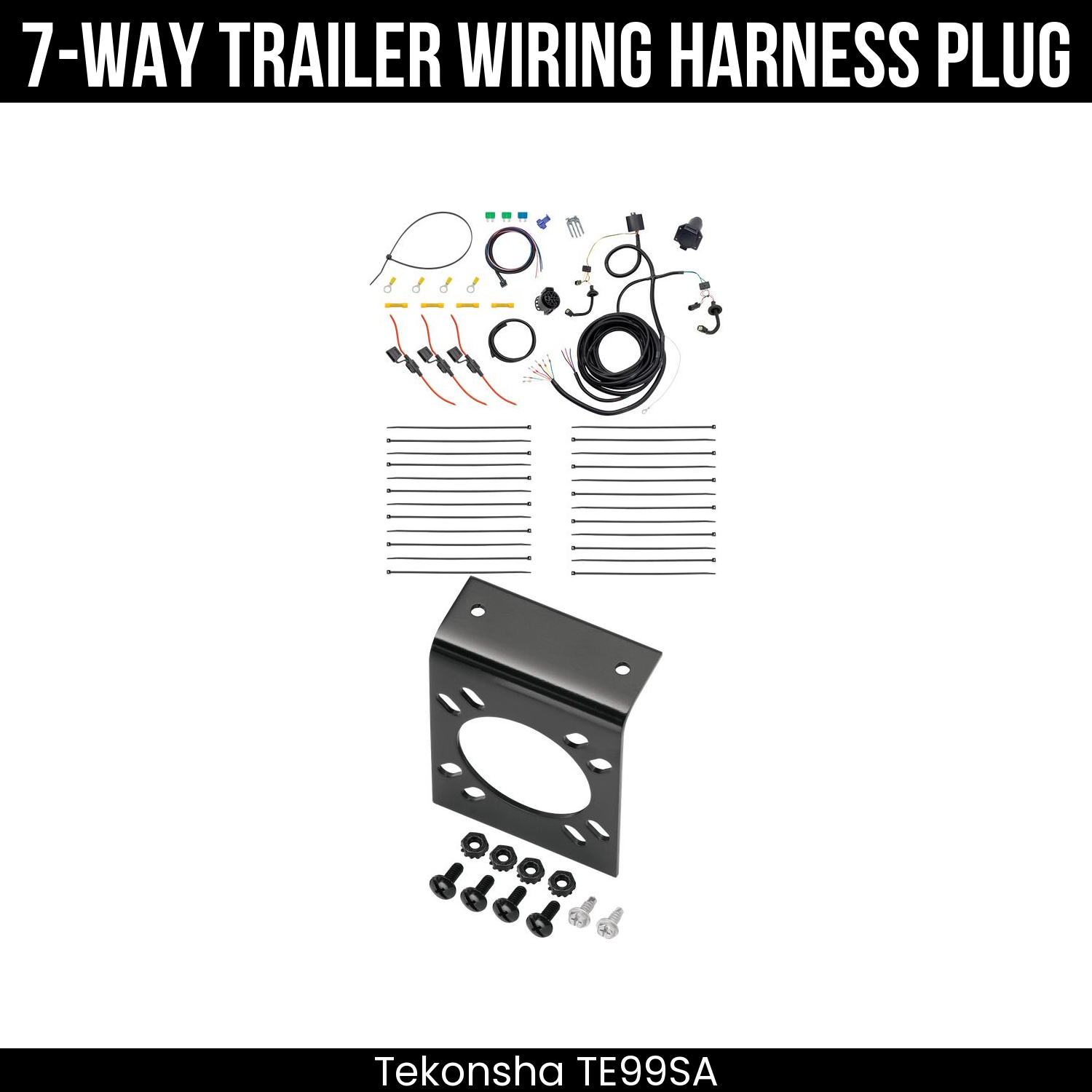 Trailer Wiring 7-Way Plug w/ Bracket